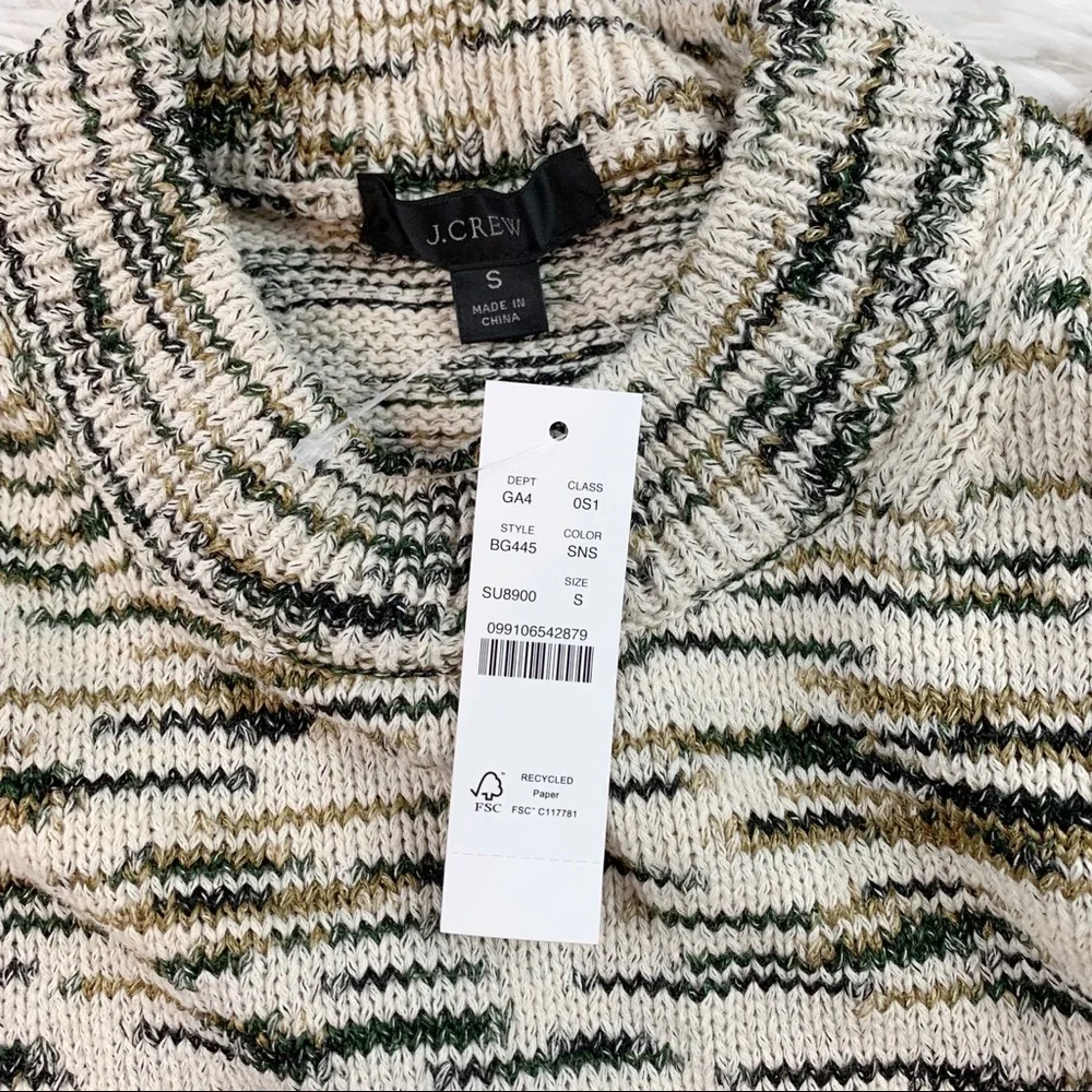 J Crew Space-dyed puff-sleeve sweater-dress long sleeve‎ crew neck pullover